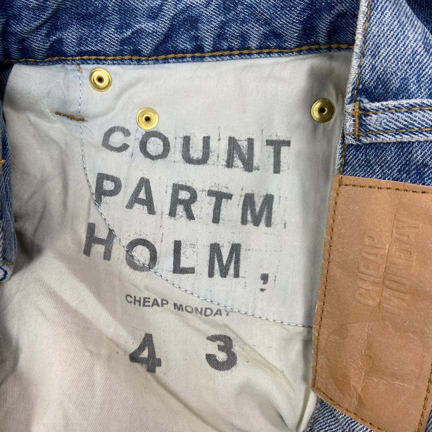 CHEAP MONDAY PATCHWORK FADED JEANS PANTS