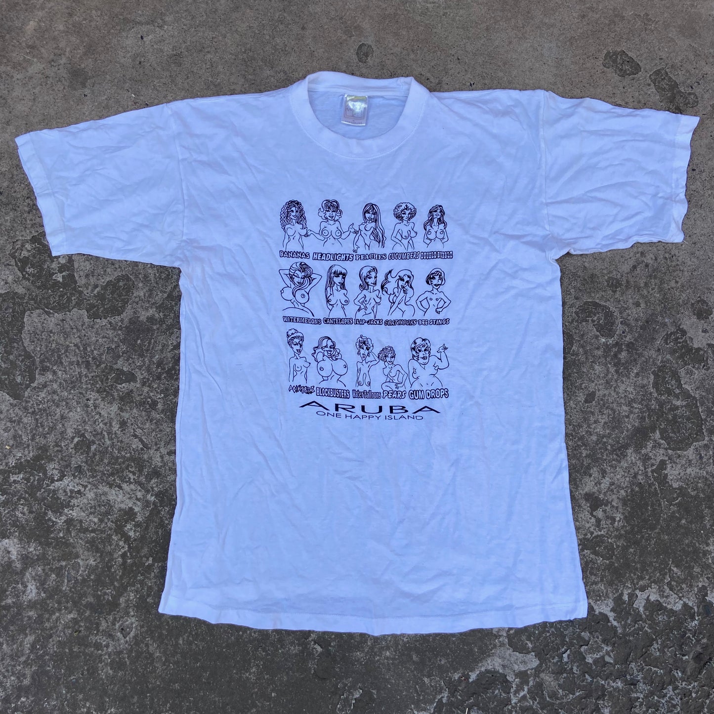TITS TYPES 1990s ARUBA - "ONE HAPPY ISLAND" TEE