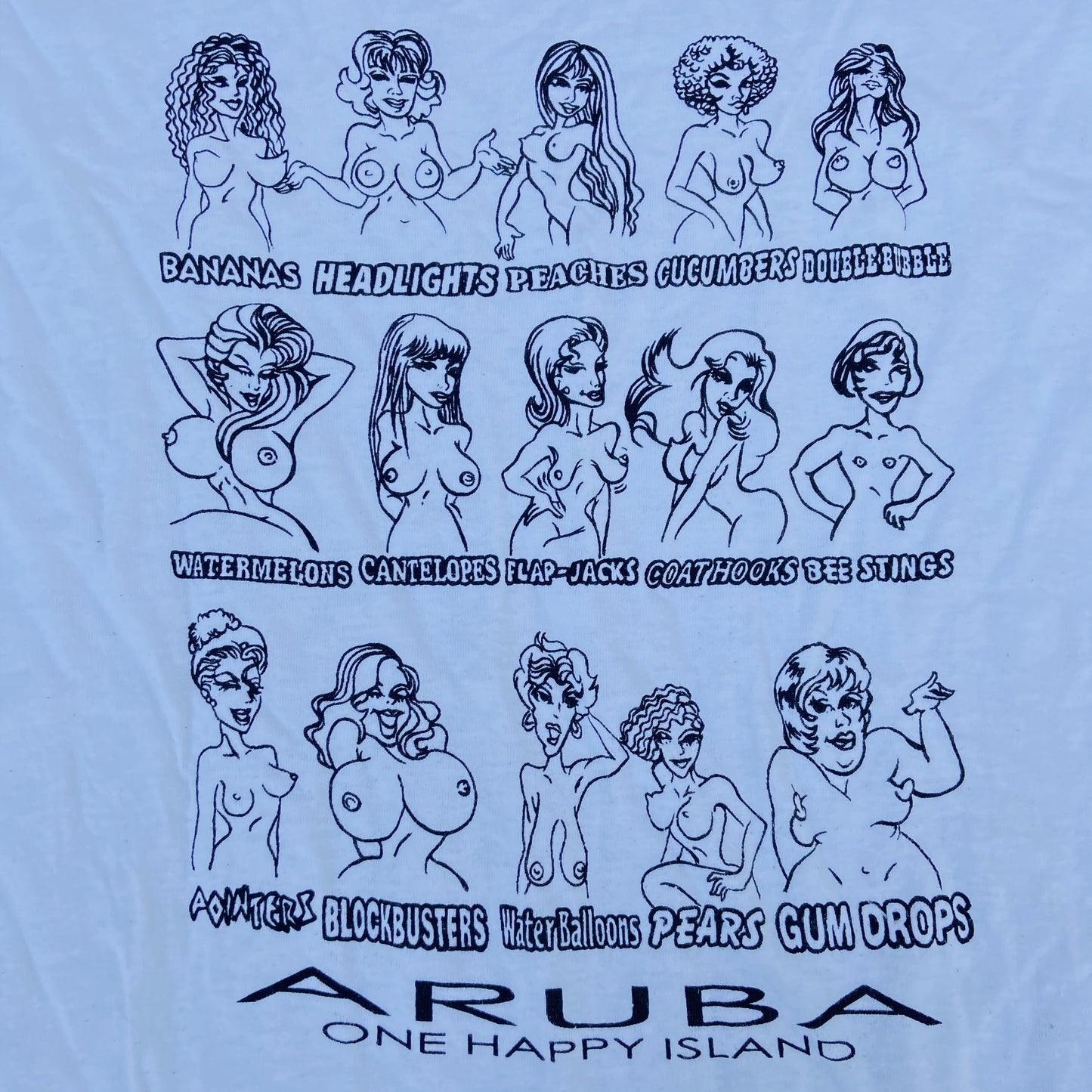 TITS TYPES 1990s ARUBA - "ONE HAPPY ISLAND" TEE