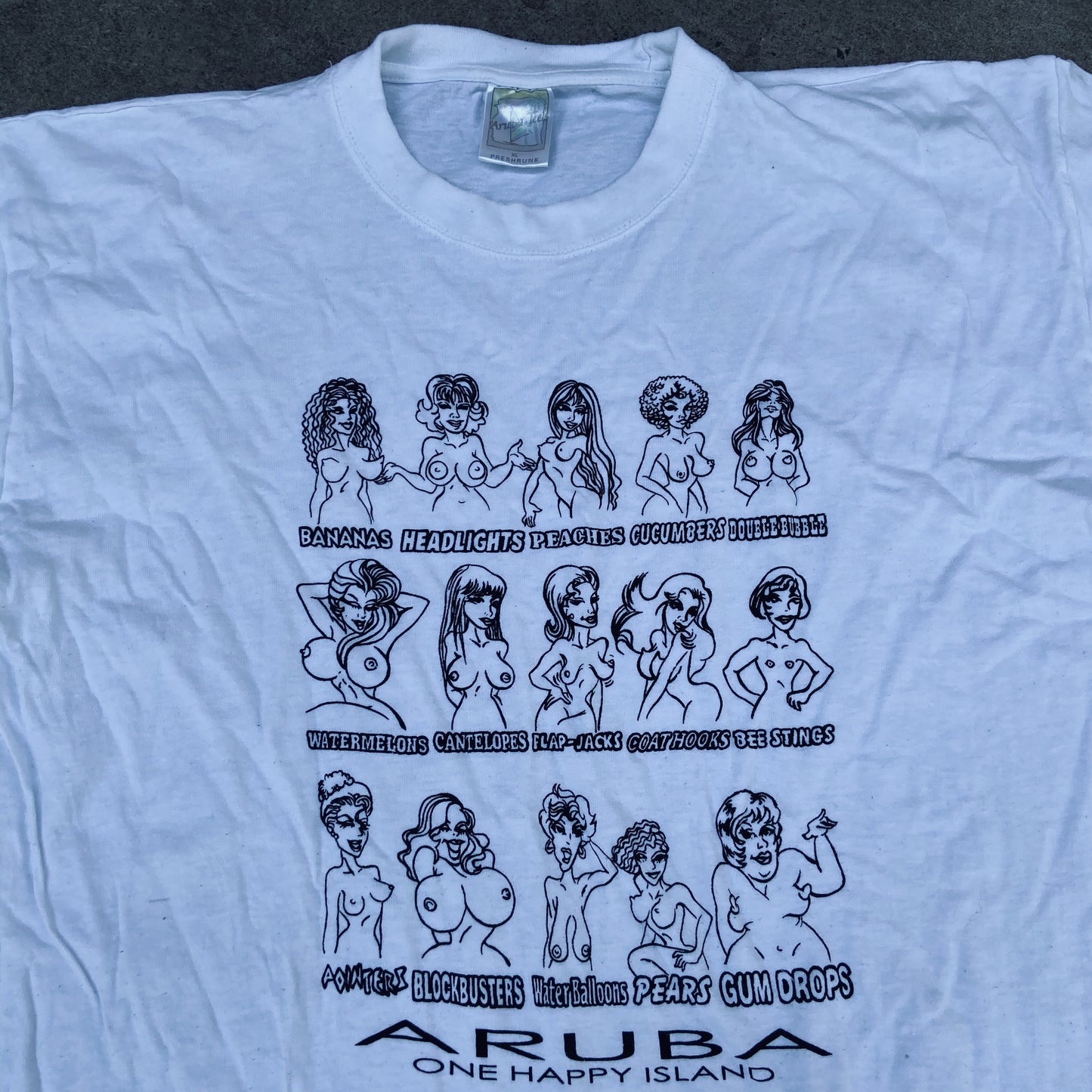 TITS TYPES 1990s ARUBA - "ONE HAPPY ISLAND" TEE