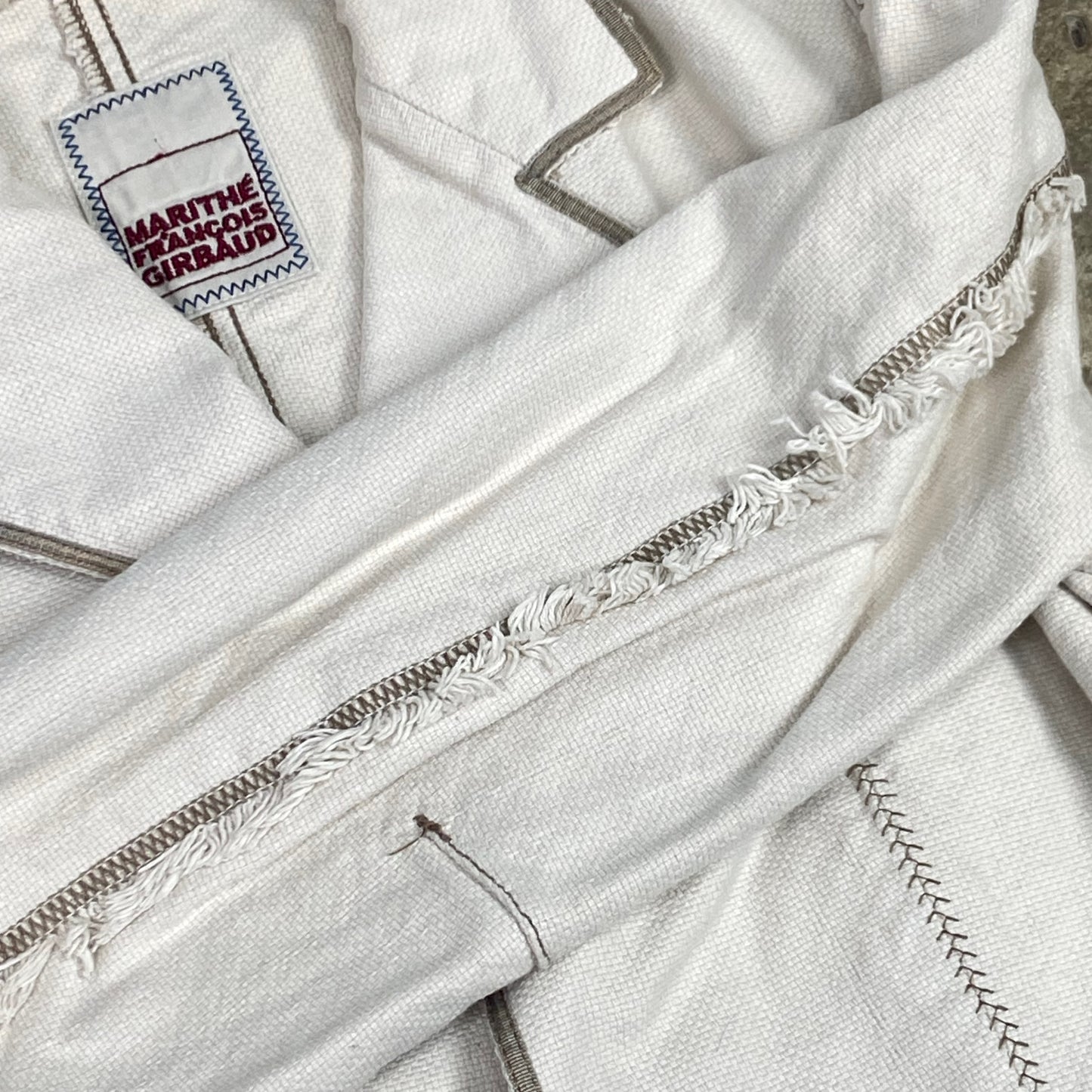 MARITHE FRANCOIS GIRBAUD "LE JEAN DE" TEXTURED UTILITY FRENCH JACKET 1990s
