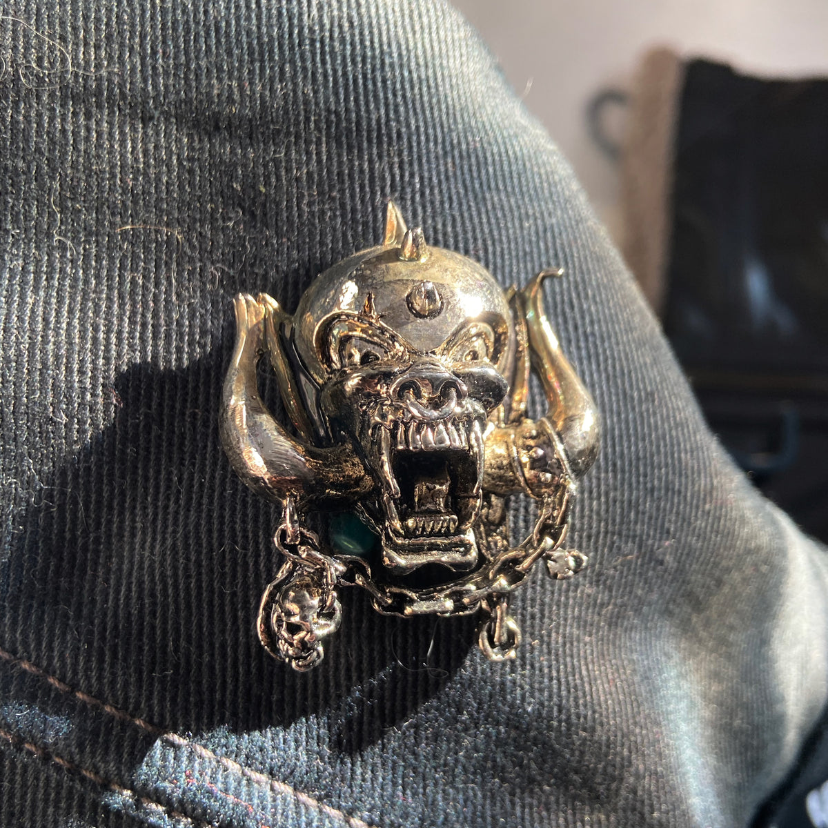 2003s MOTORHEAD DENIM JACKET + RARE AUTHENTIC PIN 1990 MADE IN ENGLAND