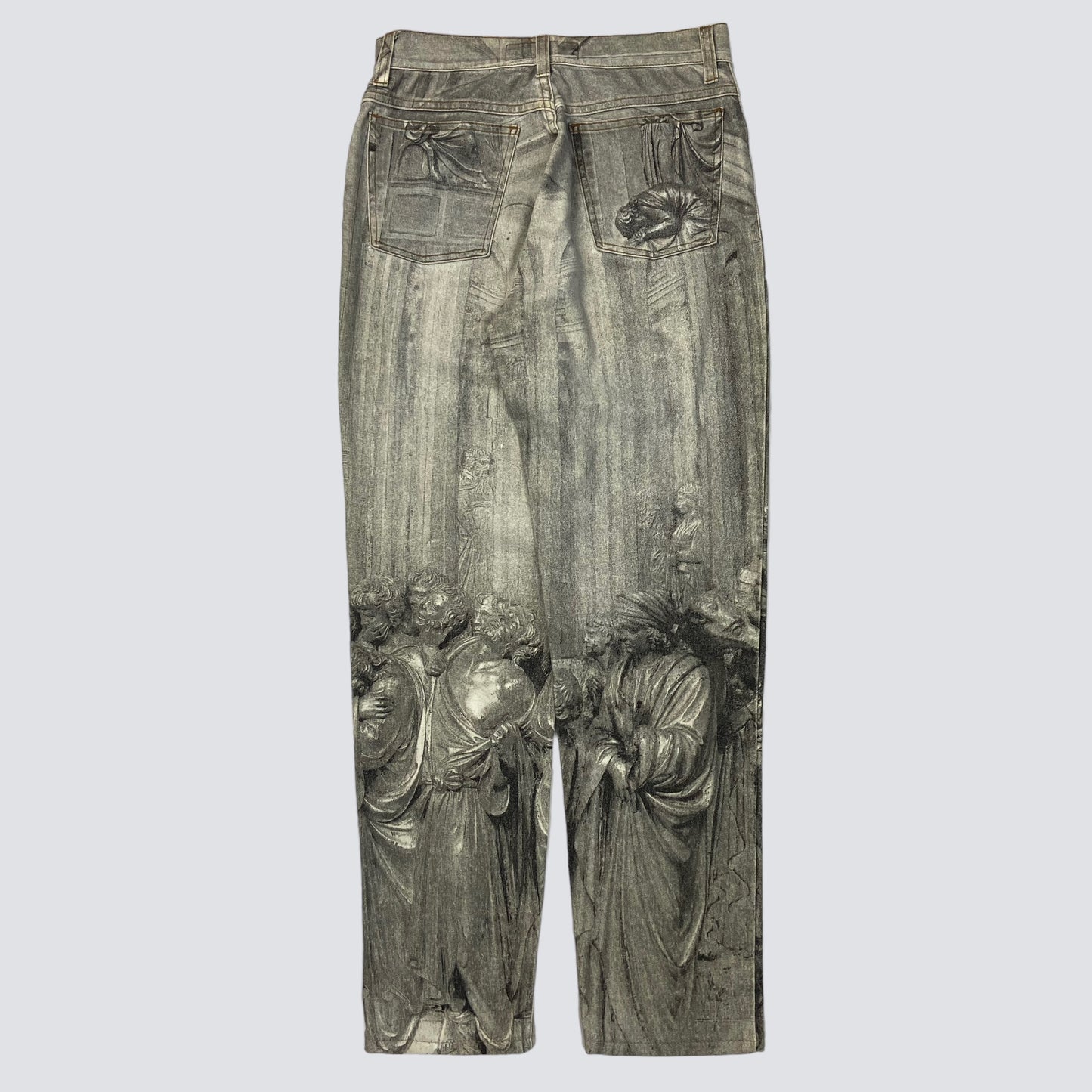 ROBERTO CAVALLI ARCHIVE FW94 ANGELS RENAISSANCE ART SANDBLASTED DENIM SUIT