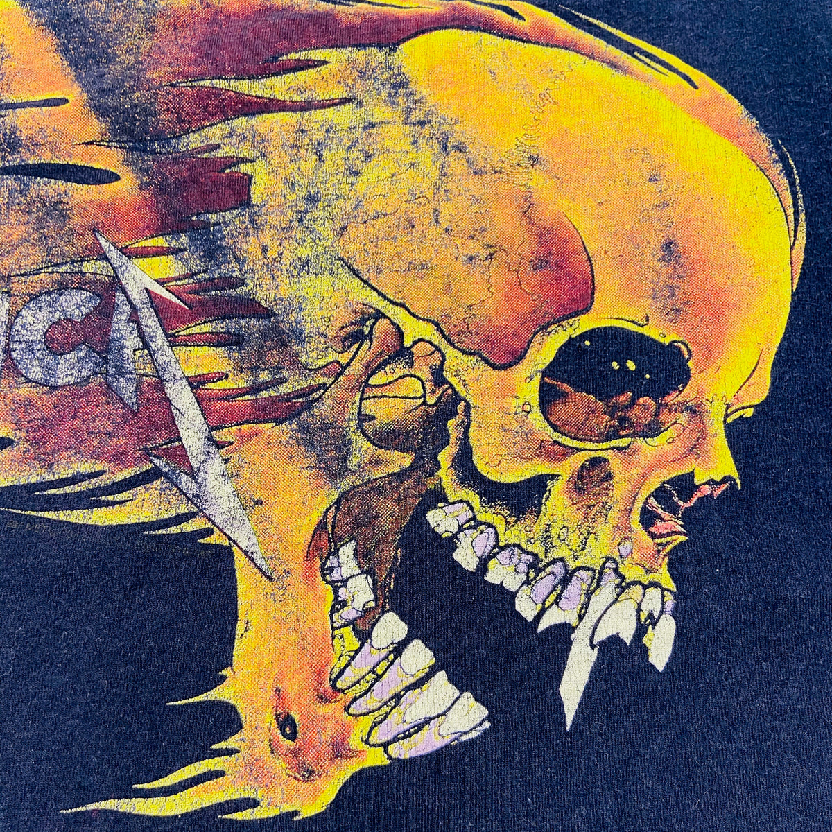 1990s METALLICA FLAMED SKULL SUNFADED TEE