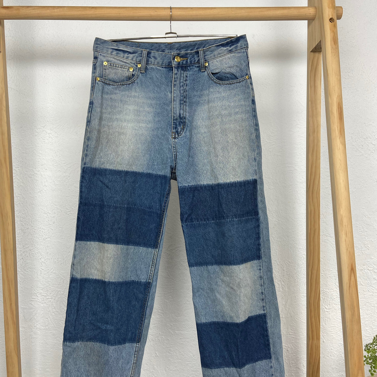 CHEAP MONDAY PATCHWORK FADED JEANS PANTS