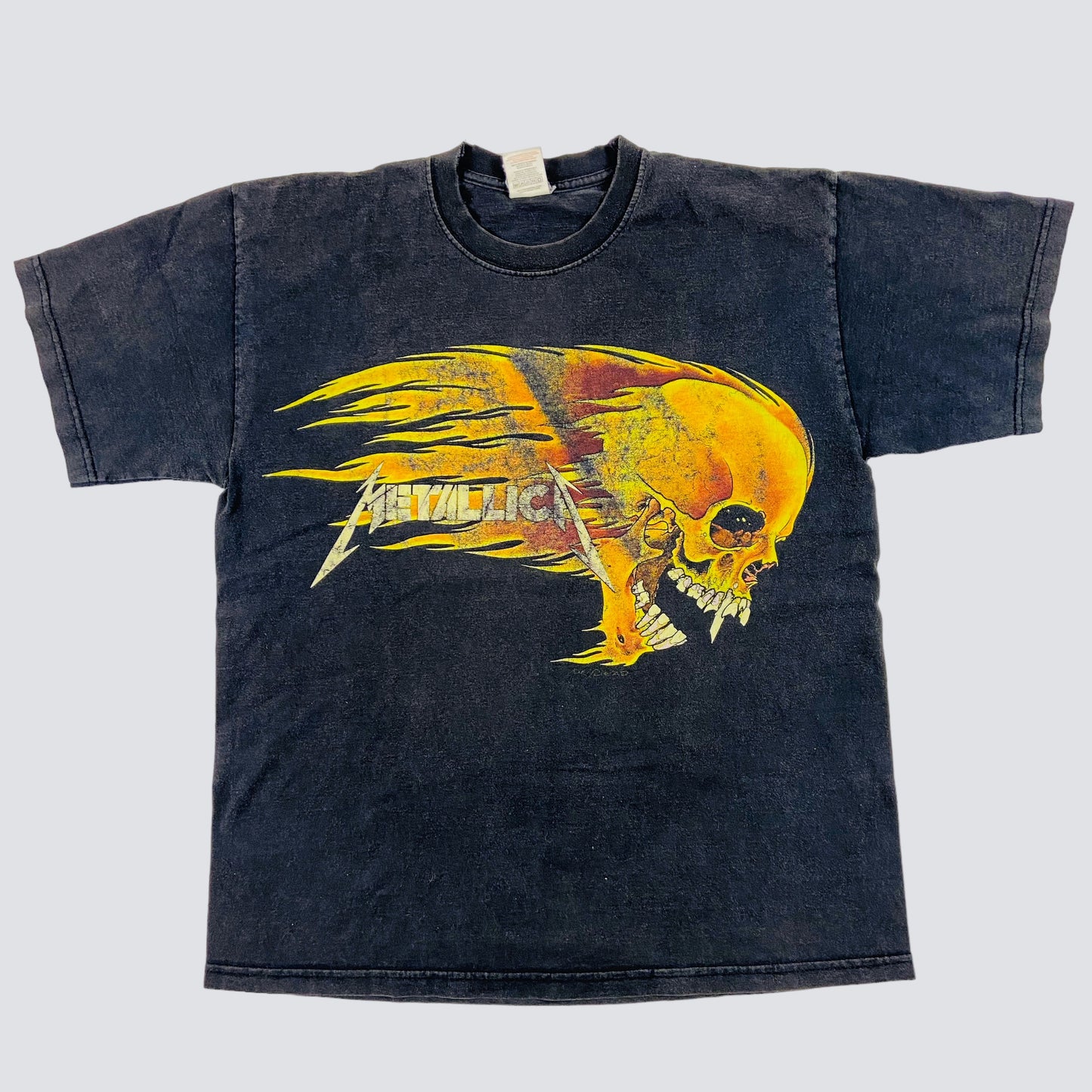 1990s METALLICA FLAMED SKULL SUNFADED TEE