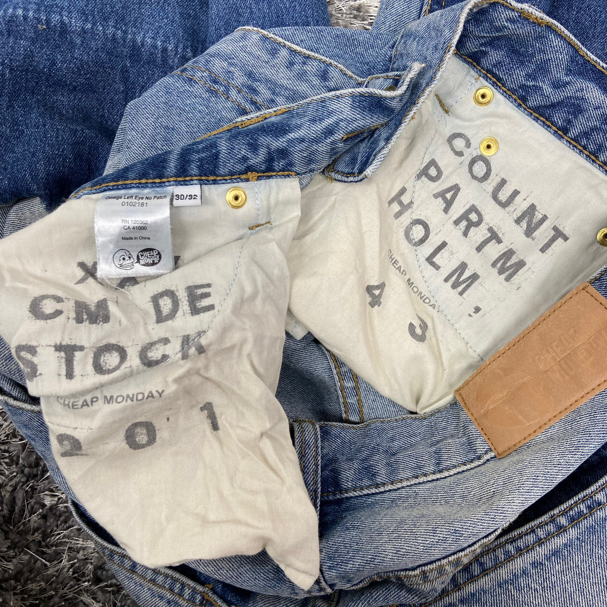 CHEAP MONDAY PATCHWORK FADED JEANS PANTS