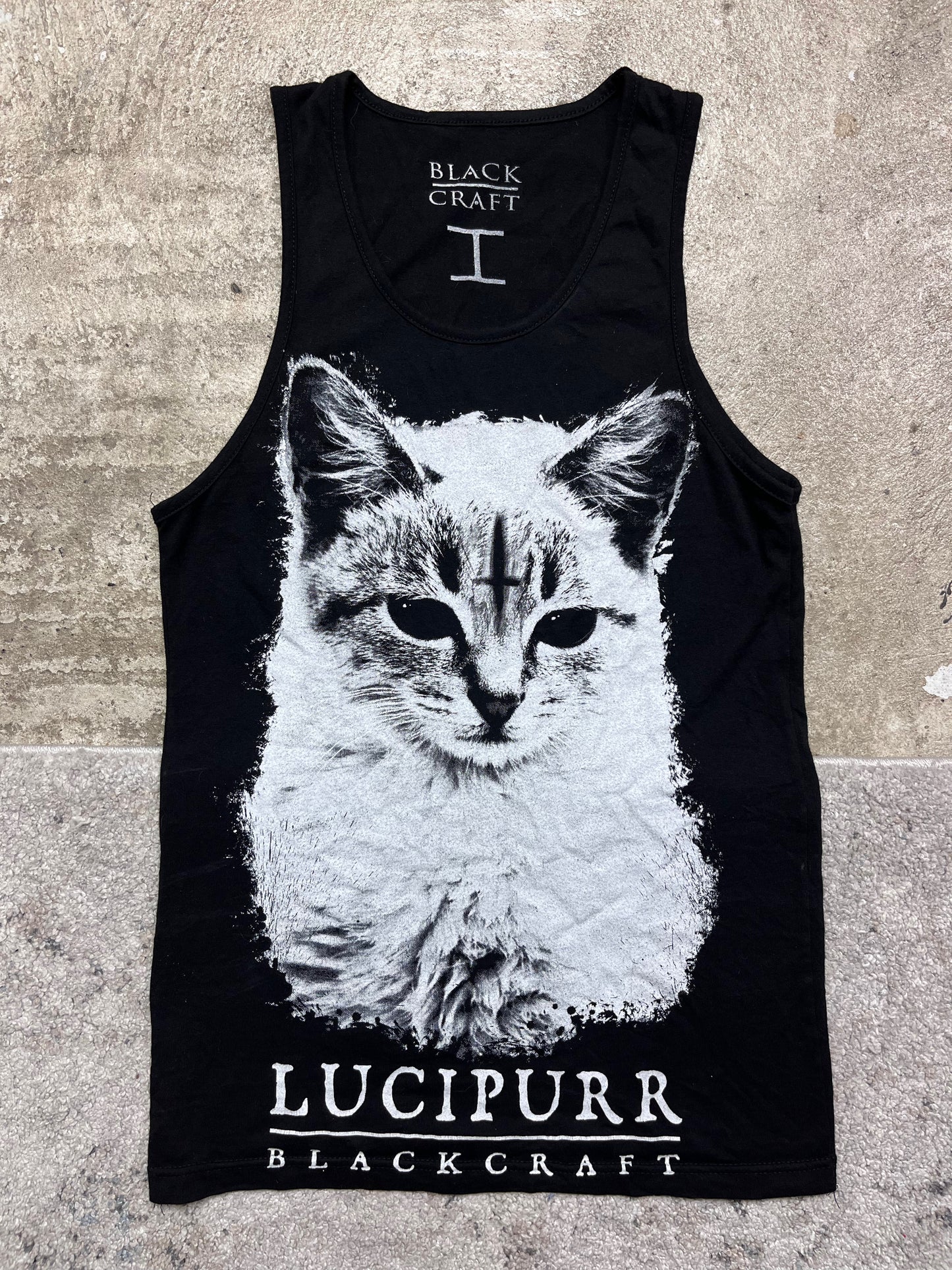 GOTHIC PUSSY CAT LUCIPURR BLACK CRAFT TOP TANK TEE