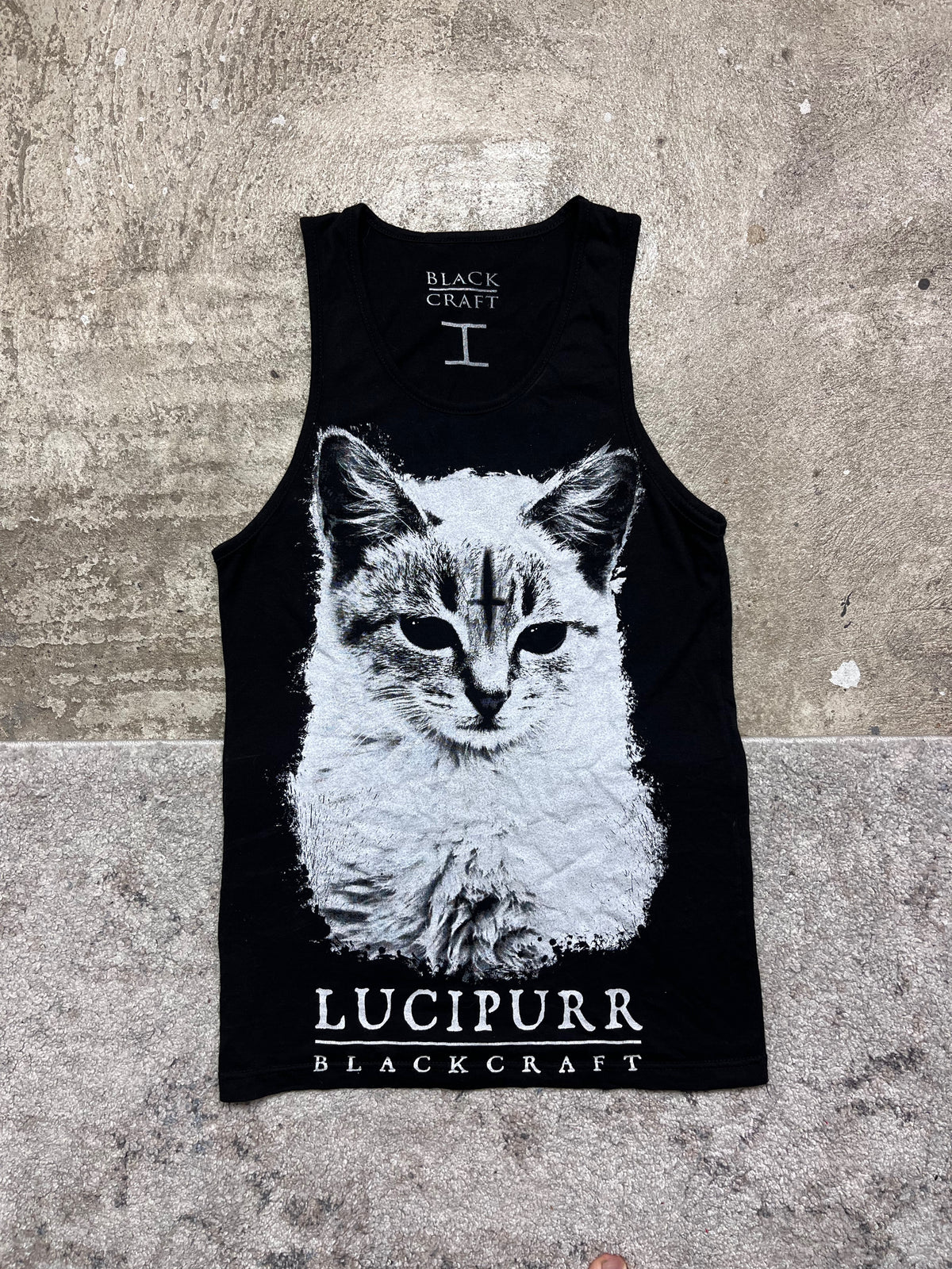 GOTHIC PUSSY CAT LUCIPURR BLACK CRAFT TOP TANK TEE