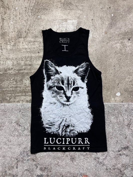 GOTHIC PUSSY CAT LUCIPURR BLACK CRAFT TOP TANK TEE