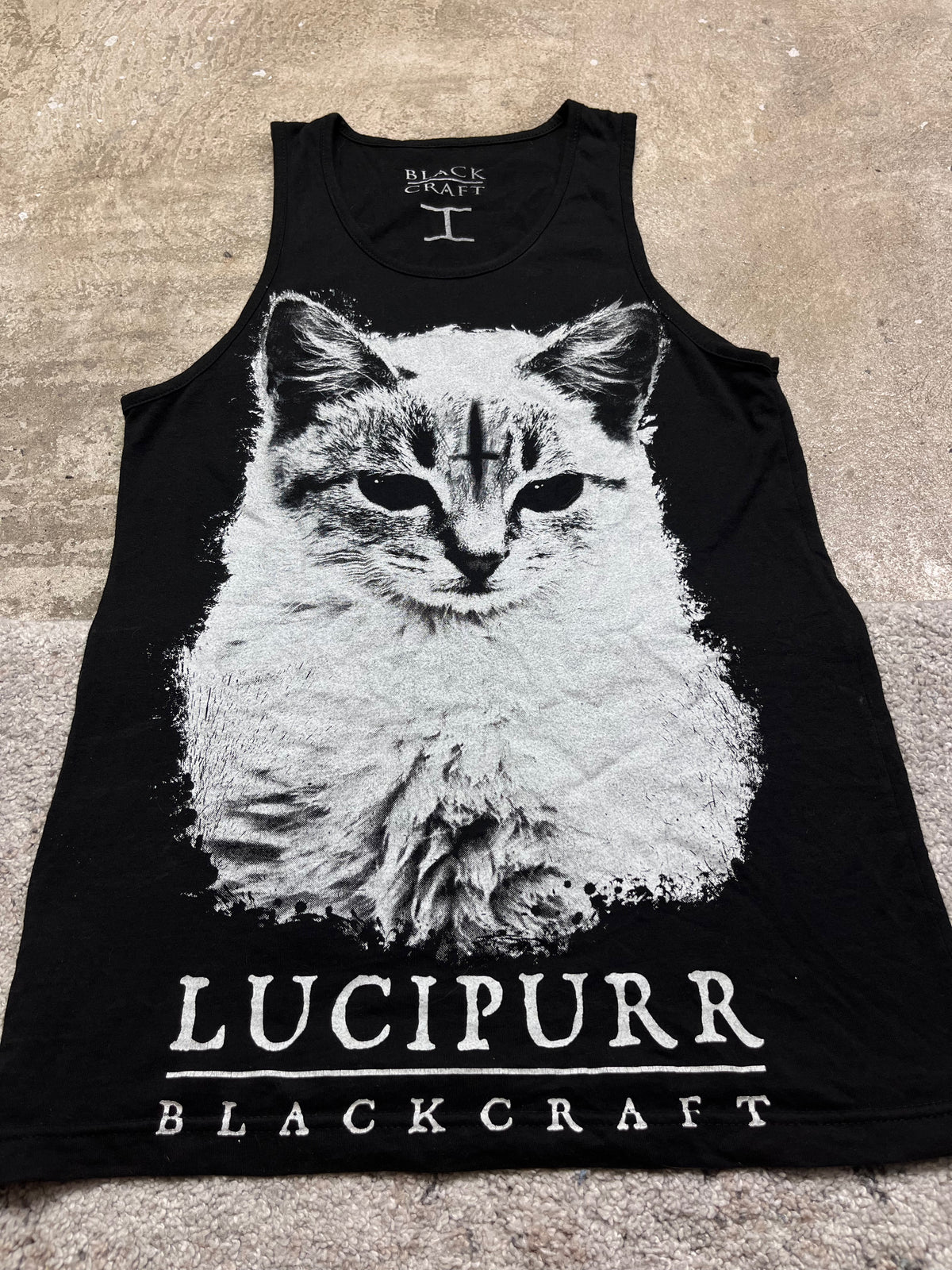 GOTHIC PUSSY CAT LUCIPURR BLACK CRAFT TOP TANK TEE