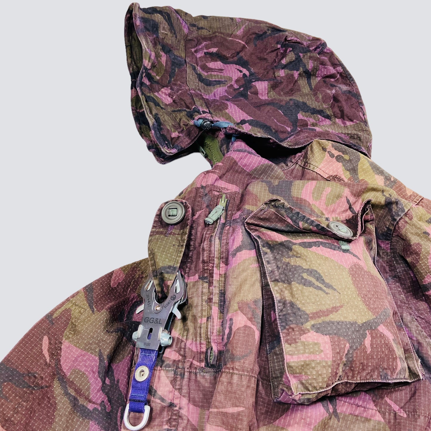 1990s PURPLE OVERDYED CAMO SMOCK COMBAT MULTIPOCKET FADED JACKET