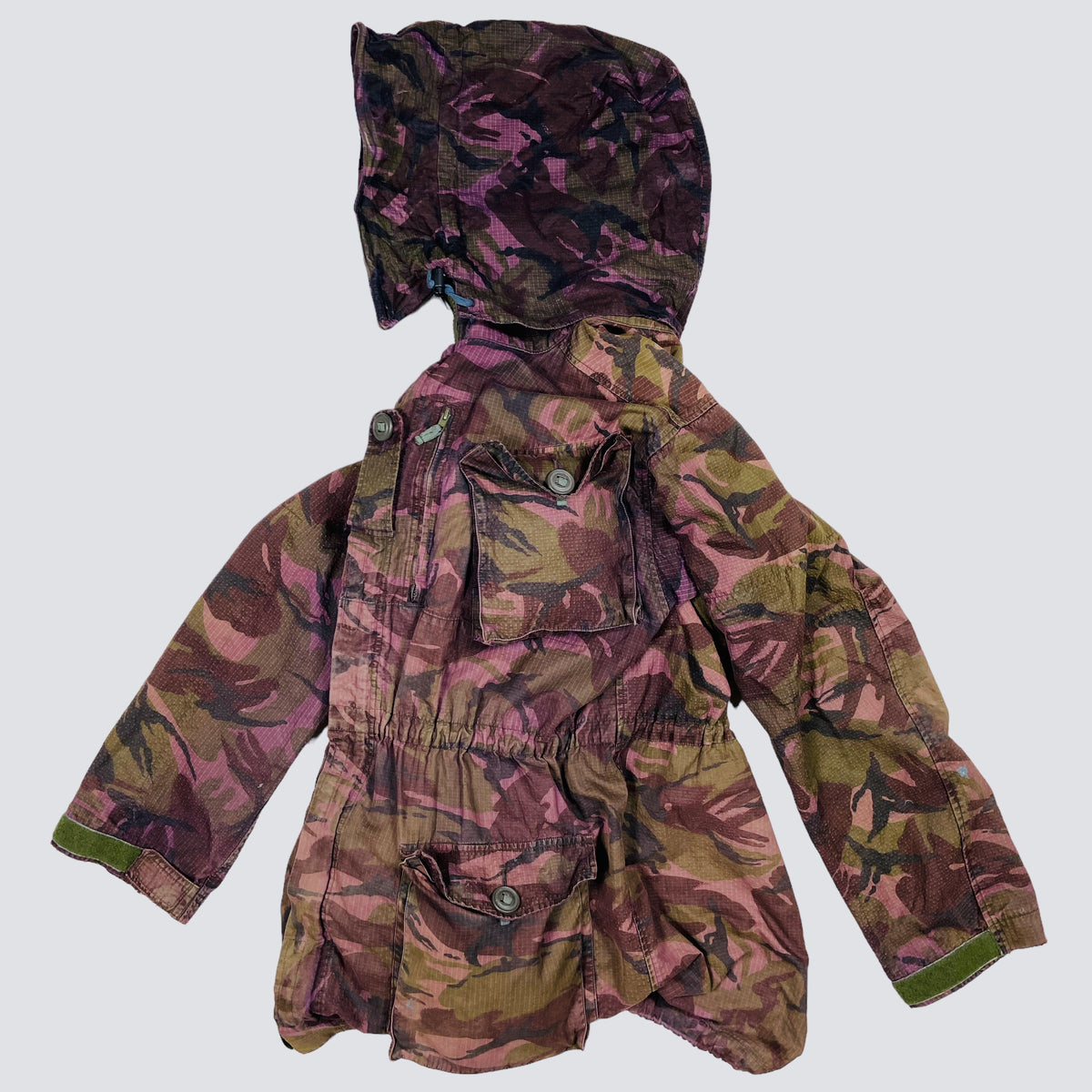 1990s PURPLE OVERDYED CAMO SMOCK COMBAT MULTIPOCKET FADED JACKET
