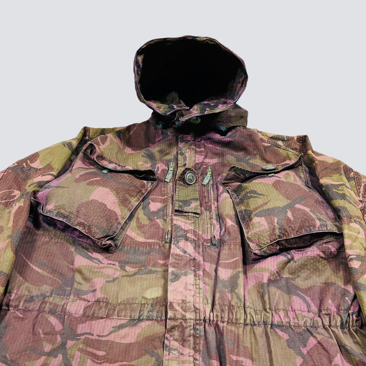 1990s PURPLE OVERDYED CAMO SMOCK COMBAT MULTIPOCKET FADED JACKET