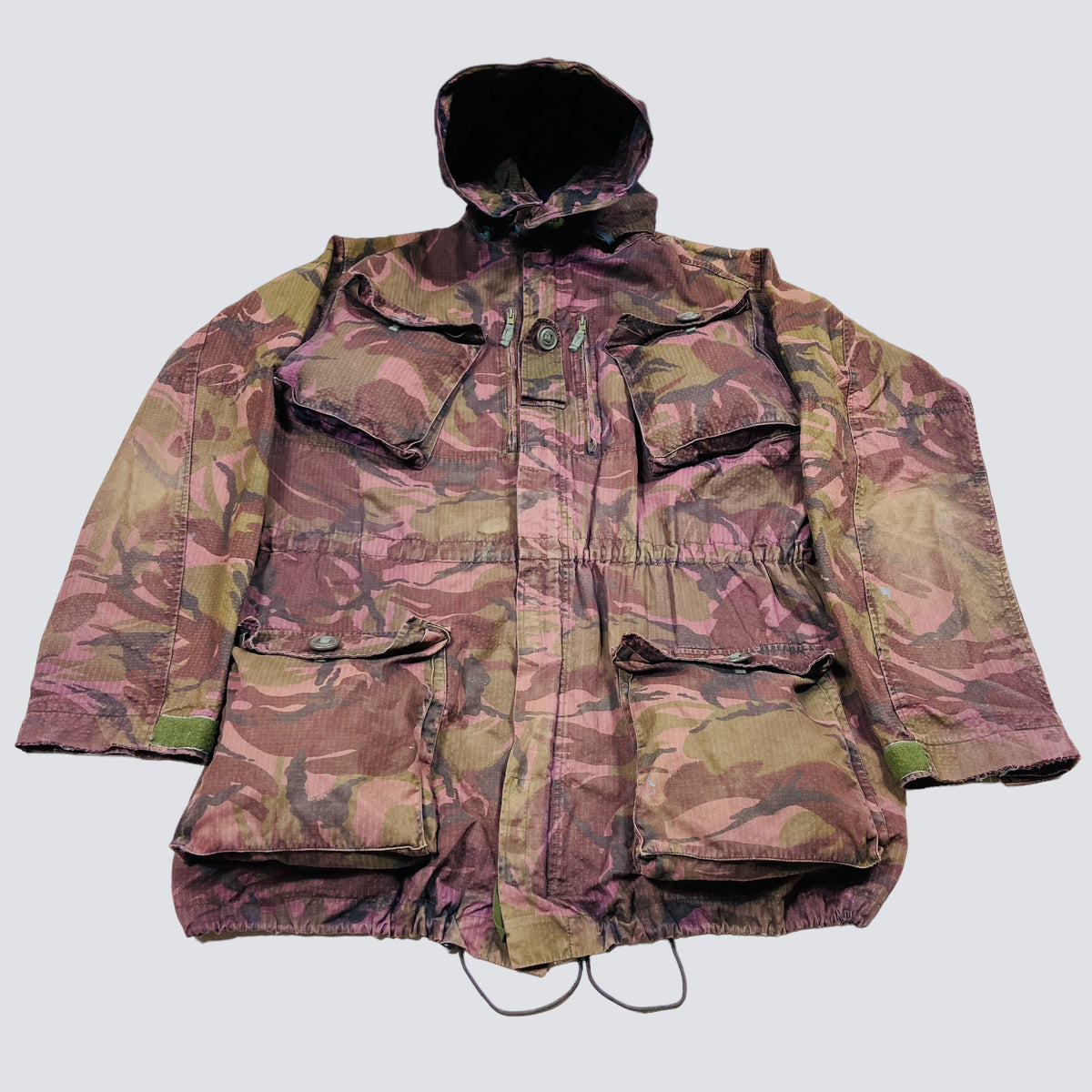 1990s PURPLE OVERDYED CAMO SMOCK COMBAT MULTIPOCKET FADED JACKET
