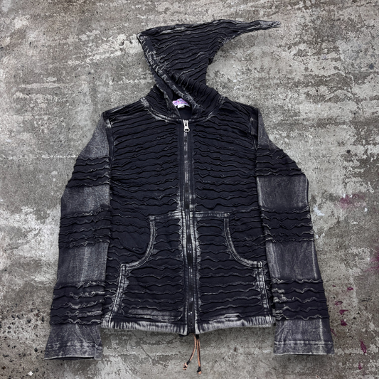 GOTHIC PIXIE PATCHWORKED CYBER HIPPIE HOODIE 2000s