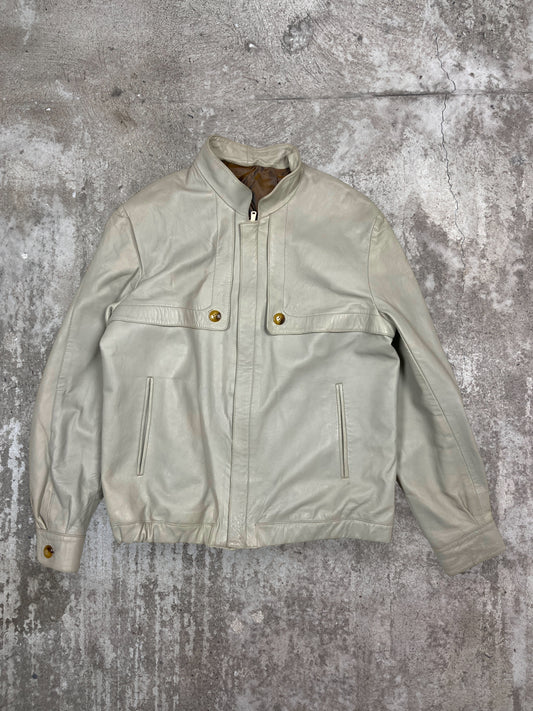 1990s VINTAGE MINIMALISTIC ARCHIVE ECO LEATHER JACKET