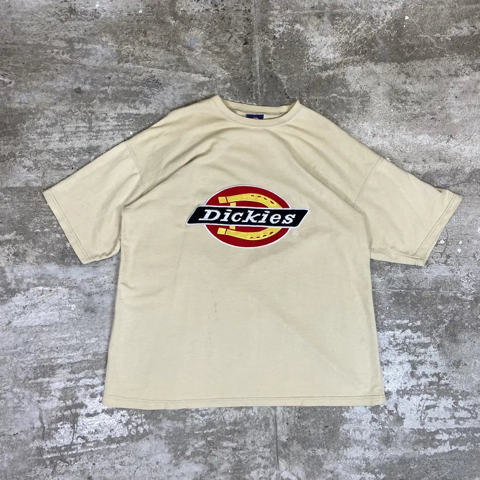 1990s DICKIES VELOUR BIG LOGO FADED TEE