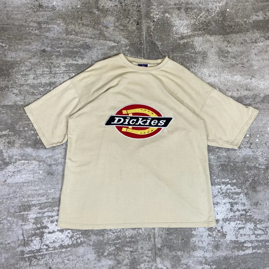 1990s DICKIES VELOUR BIG LOGO FADED TEE