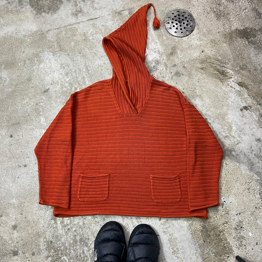 1980s FRIDA ITALIAN RASTA PONCHO KNITTED SWEATER HOODIE