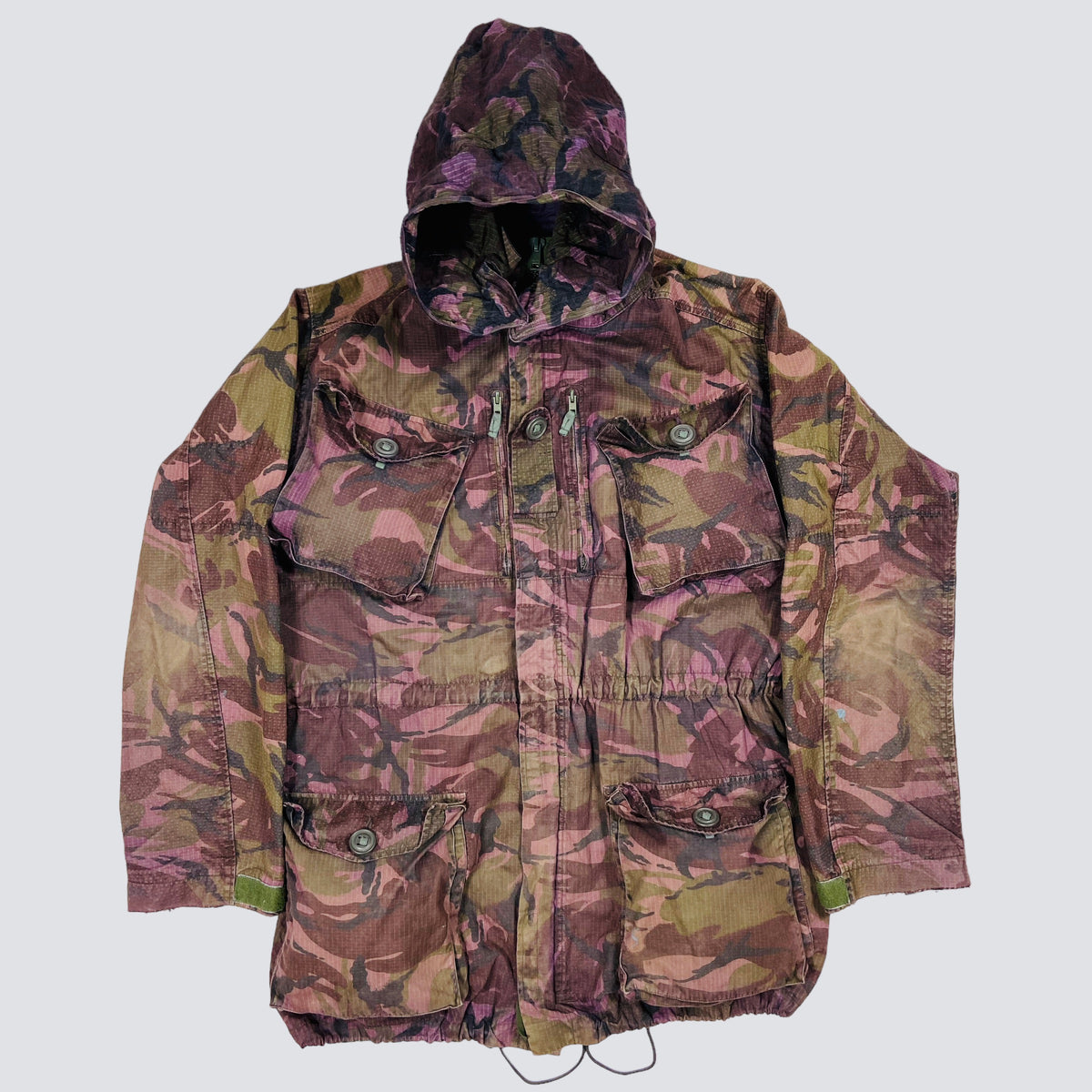 1990s PURPLE OVERDYED CAMO SMOCK COMBAT MULTIPOCKET FADED JACKET