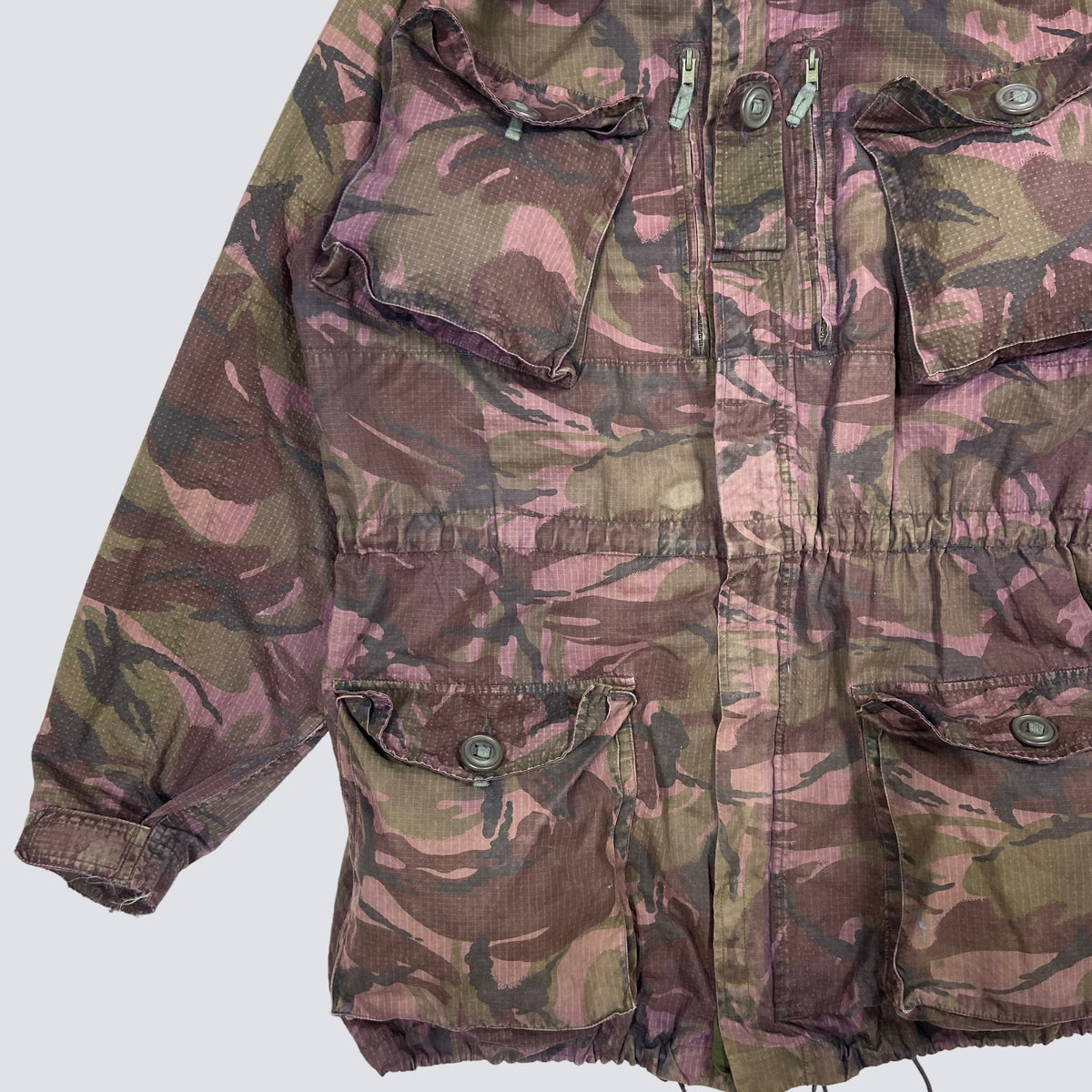 1990s PURPLE OVERDYED CAMO SMOCK COMBAT MULTIPOCKET FADED JACKET