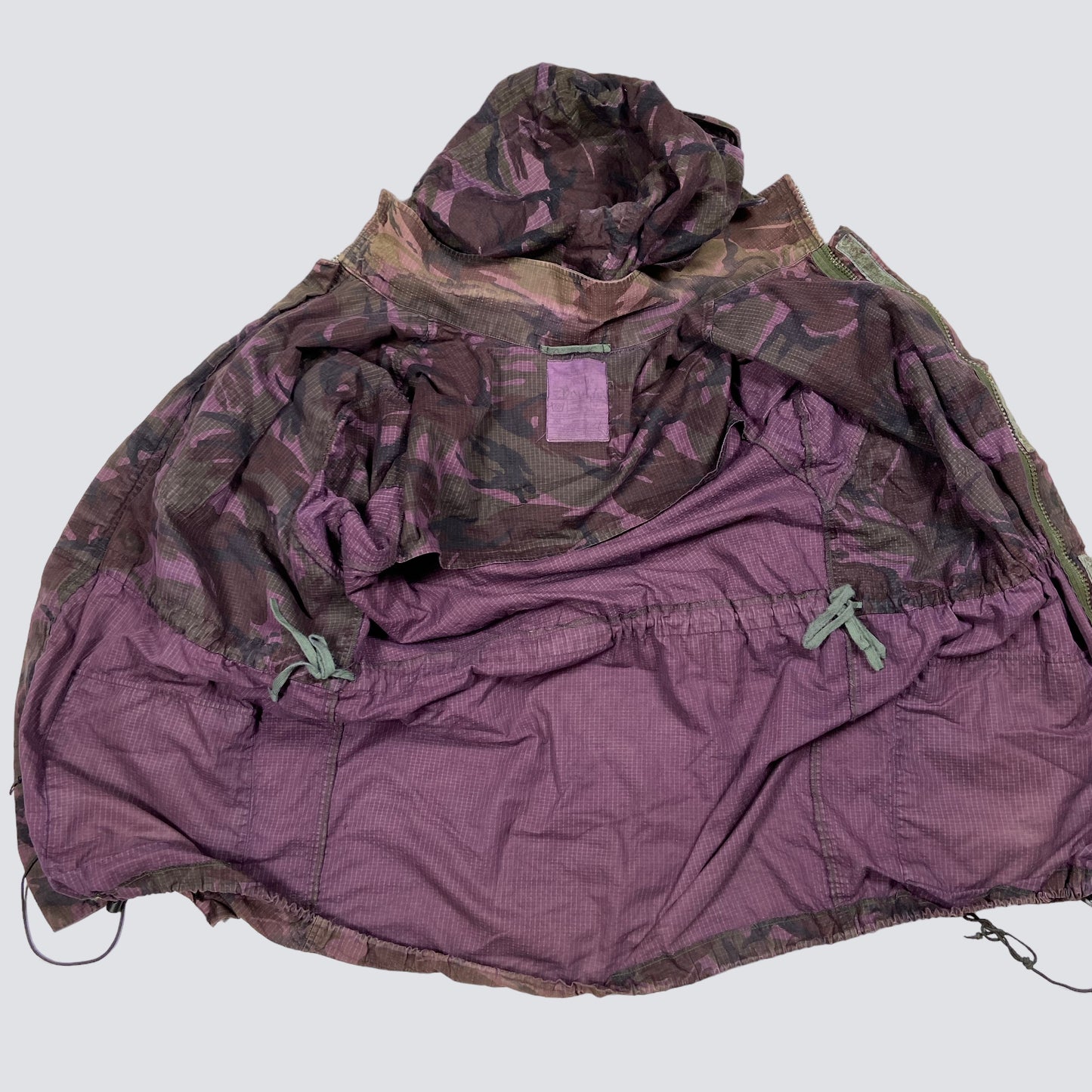 1990s PURPLE OVERDYED CAMO SMOCK COMBAT MULTIPOCKET FADED JACKET