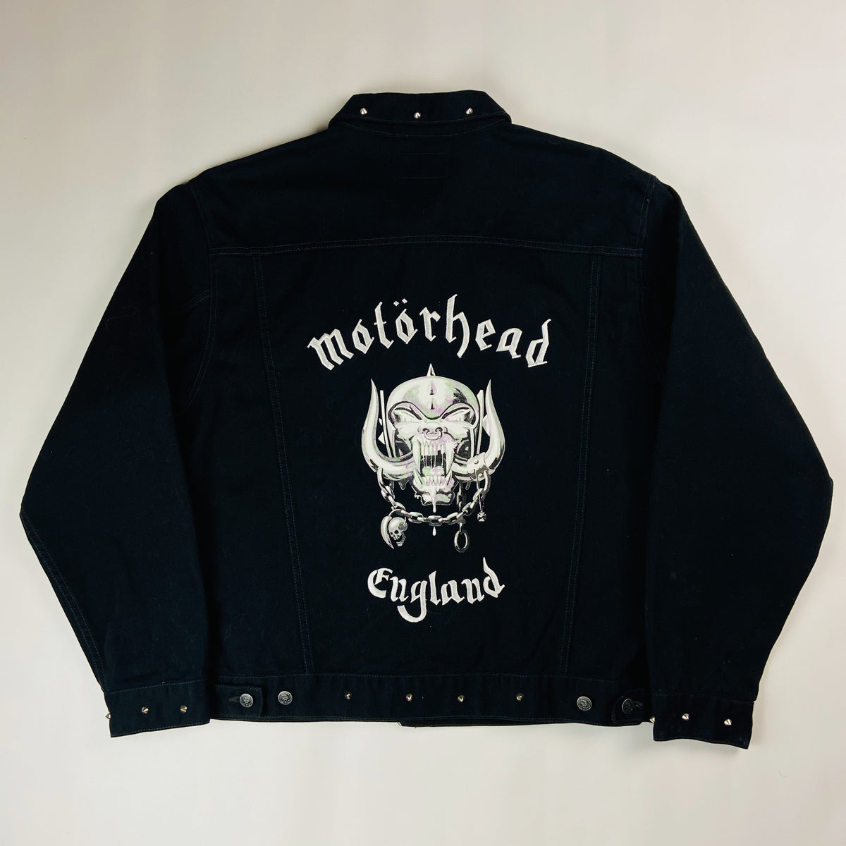 2003s MOTORHEAD DENIM JACKET + RARE AUTHENTIC PIN 1990 MADE IN ENGLAND