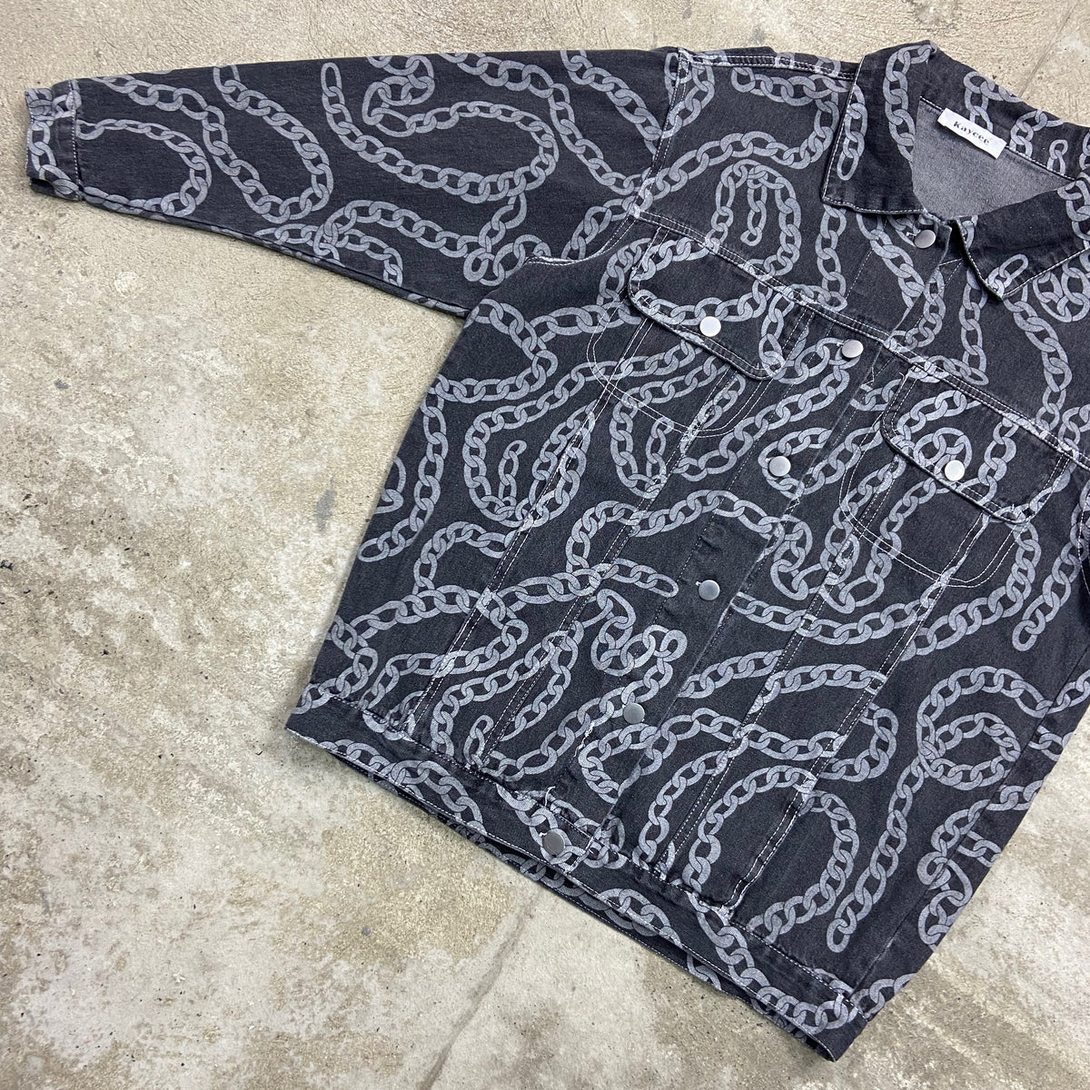 KAYCEE OVERPRINTED CHAINS DENIM JACKET 2000s