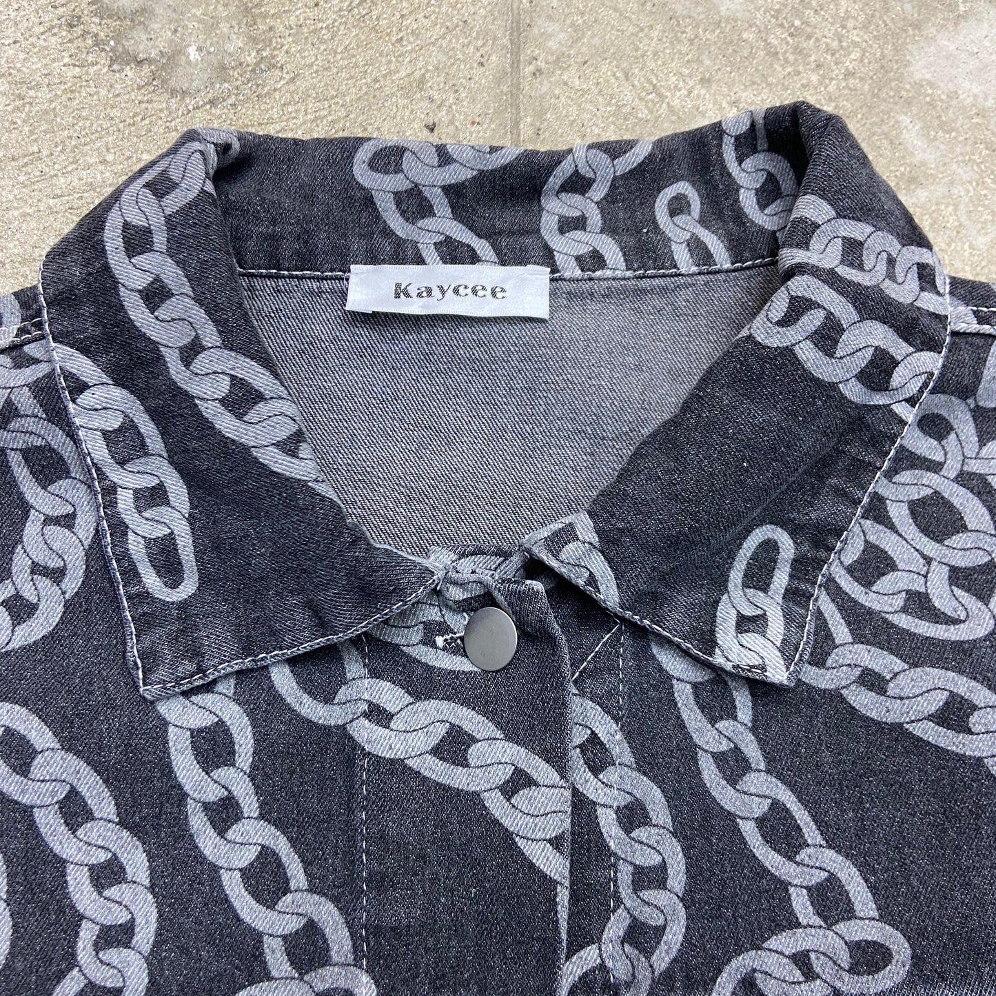 KAYCEE OVERPRINTED CHAINS DENIM JACKET 2000s