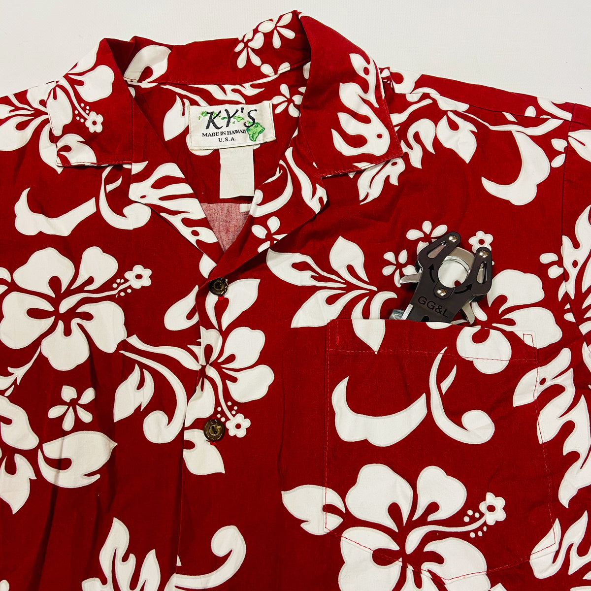 1980s RED FLORAL ALOHA SHIRT MADE IN HAWAII