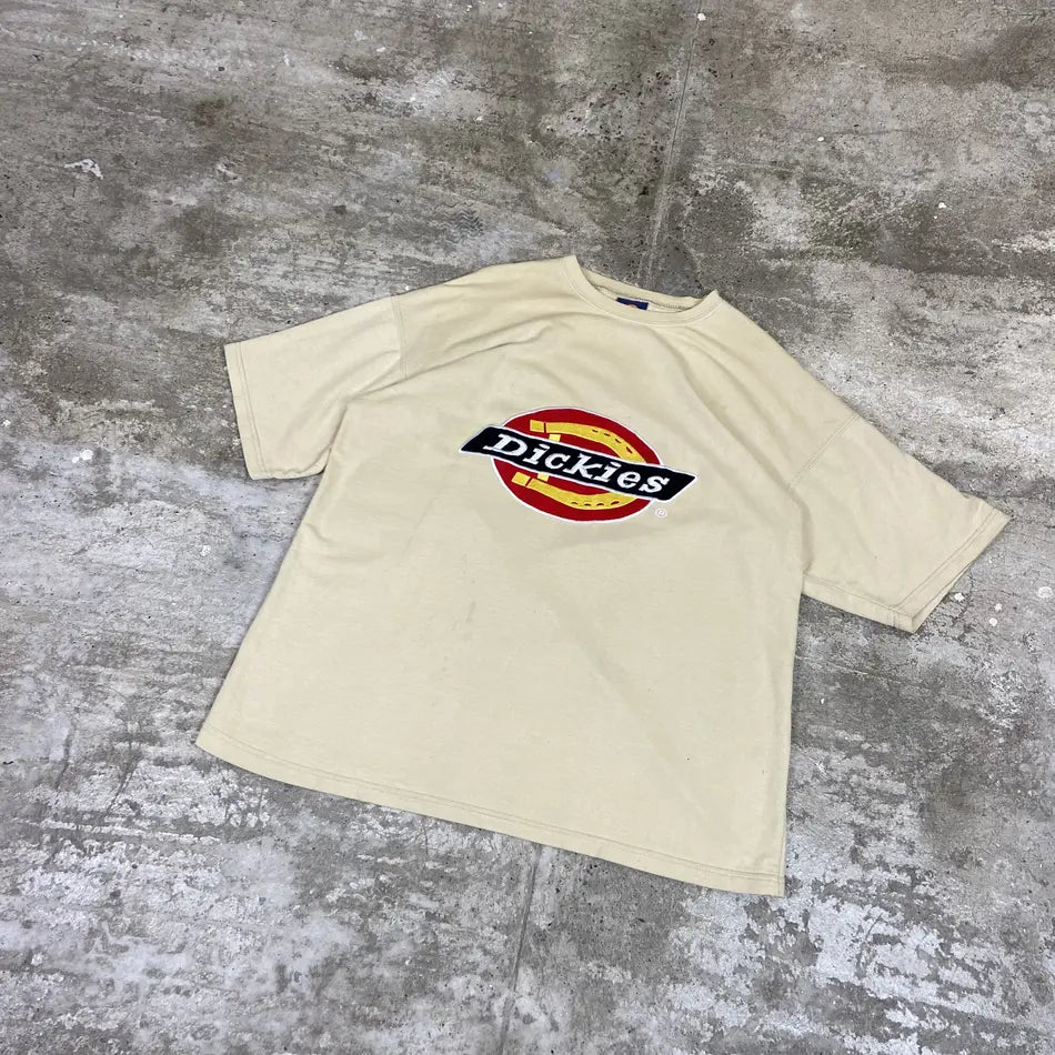 1990s DICKIES VELOUR BIG LOGO FADED TEE