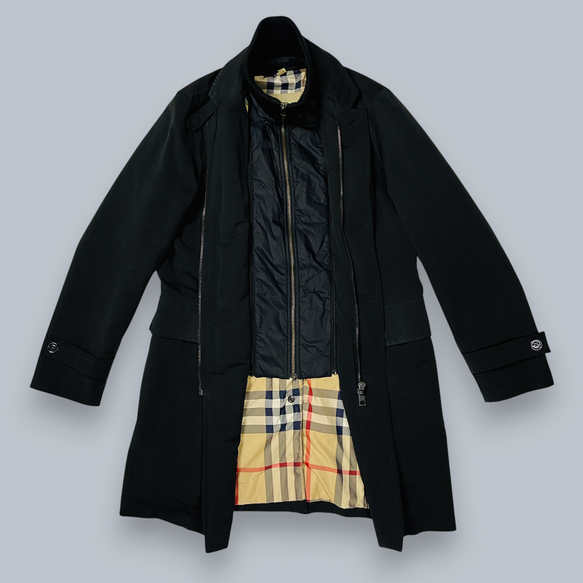VINTAGE BURBERRY LONDON NOVA CHECK DETACHABLE WARMER CAR COAT 2009