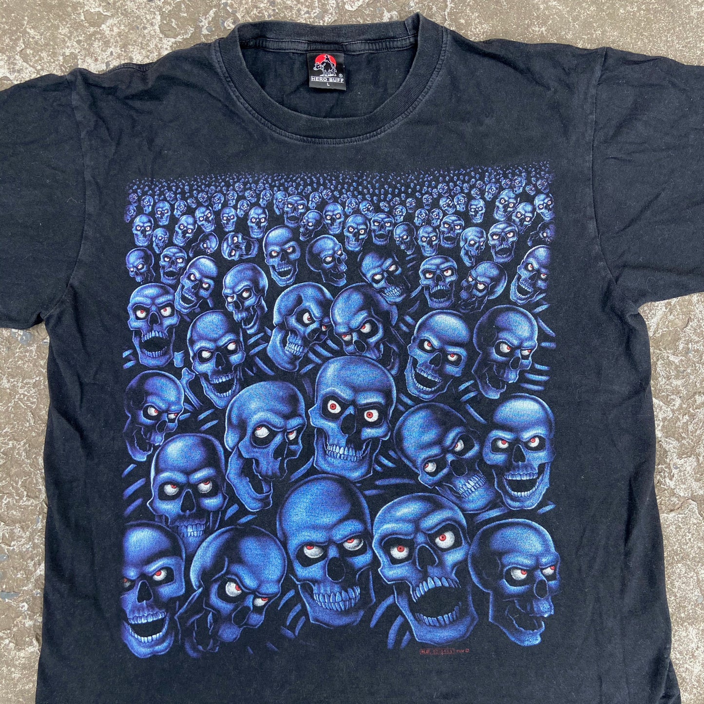 OVERPRINTED 3D SKULL TEE 1990s