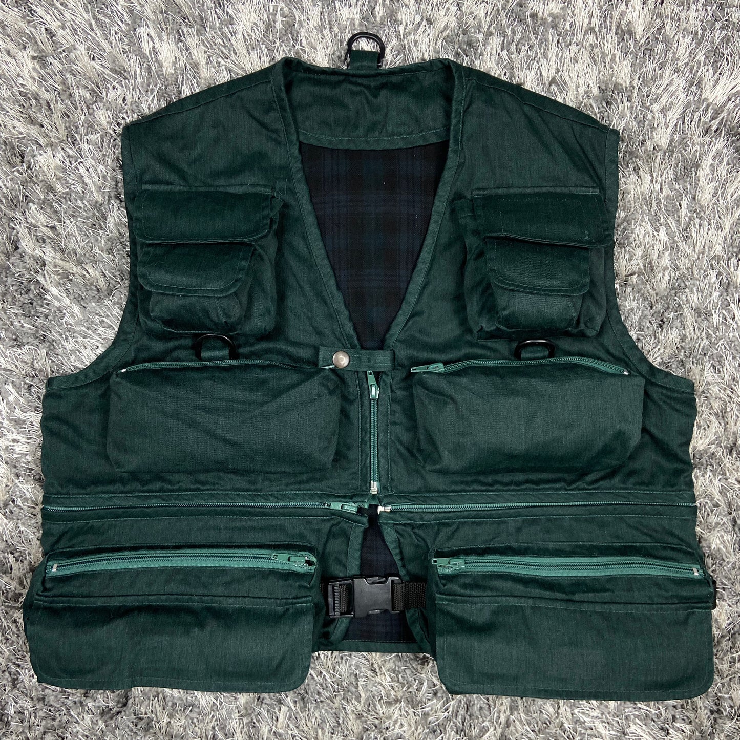 TROPICAL GREEN MULTIPOCKET UTILITY BONDAGE VEST 1990s