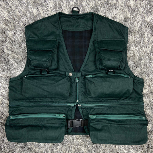 TROPICAL GREEN MULTIPOCKET UTILITY BONDAGE VEST 1990s