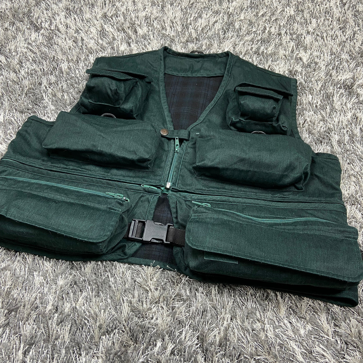 TROPICAL GREEN MULTIPOCKET UTILITY BONDAGE VEST 1990s