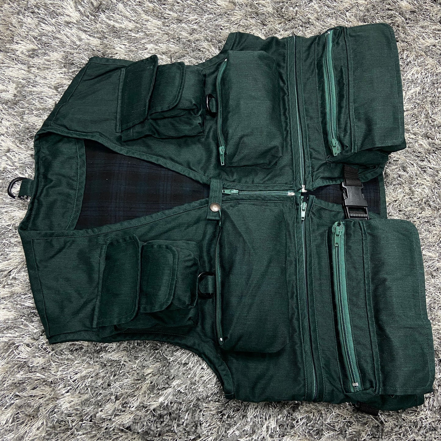 TROPICAL GREEN MULTIPOCKET UTILITY BONDAGE VEST 1990s