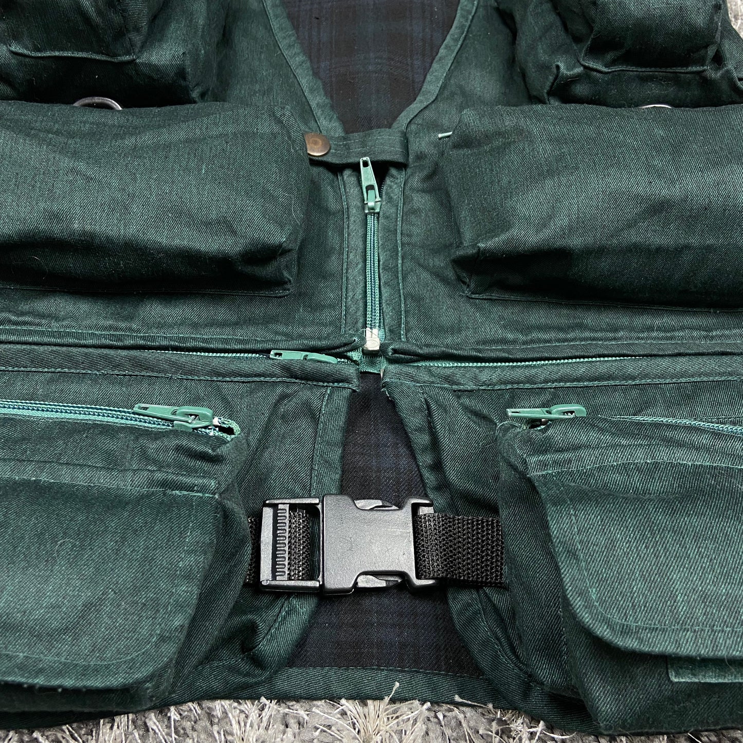 TROPICAL GREEN MULTIPOCKET UTILITY BONDAGE VEST 1990s