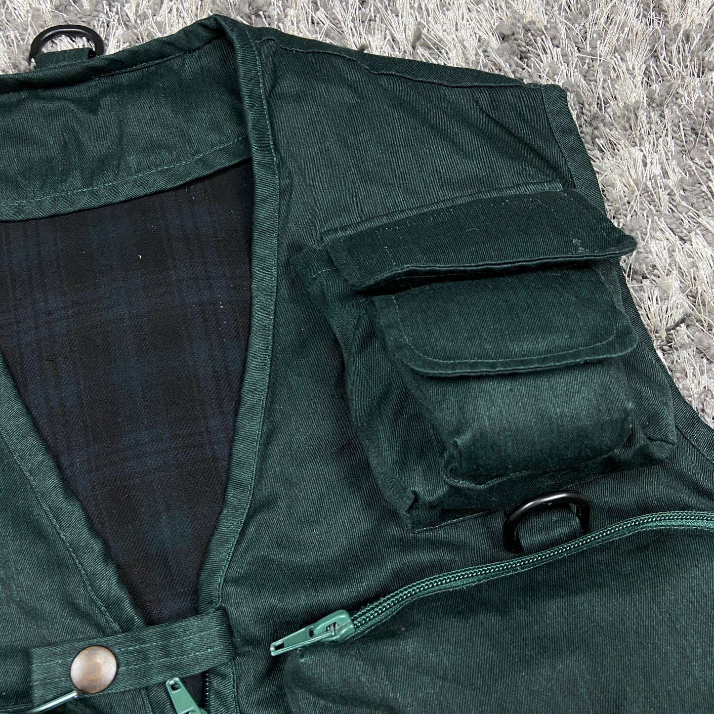 TROPICAL GREEN MULTIPOCKET UTILITY BONDAGE VEST 1990s