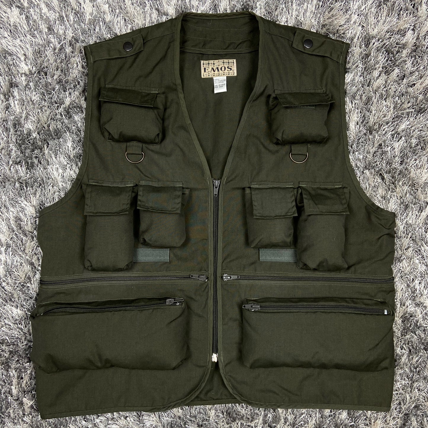 EMOS KHAKI MULTIPOCKET UTILITY BONDAGE CARGO VEST 1980s