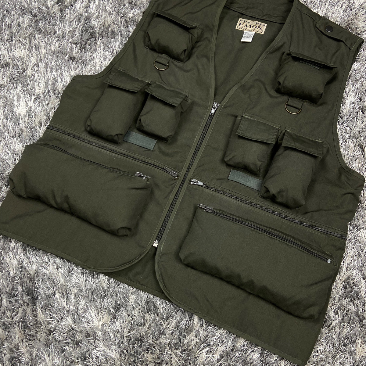 EMOS KHAKI MULTIPOCKET UTILITY BONDAGE CARGO VEST 1980s
