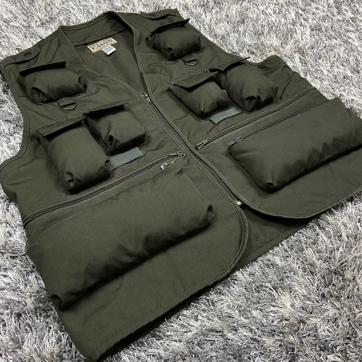 EMOS KHAKI MULTIPOCKET UTILITY BONDAGE CARGO VEST 1980s
