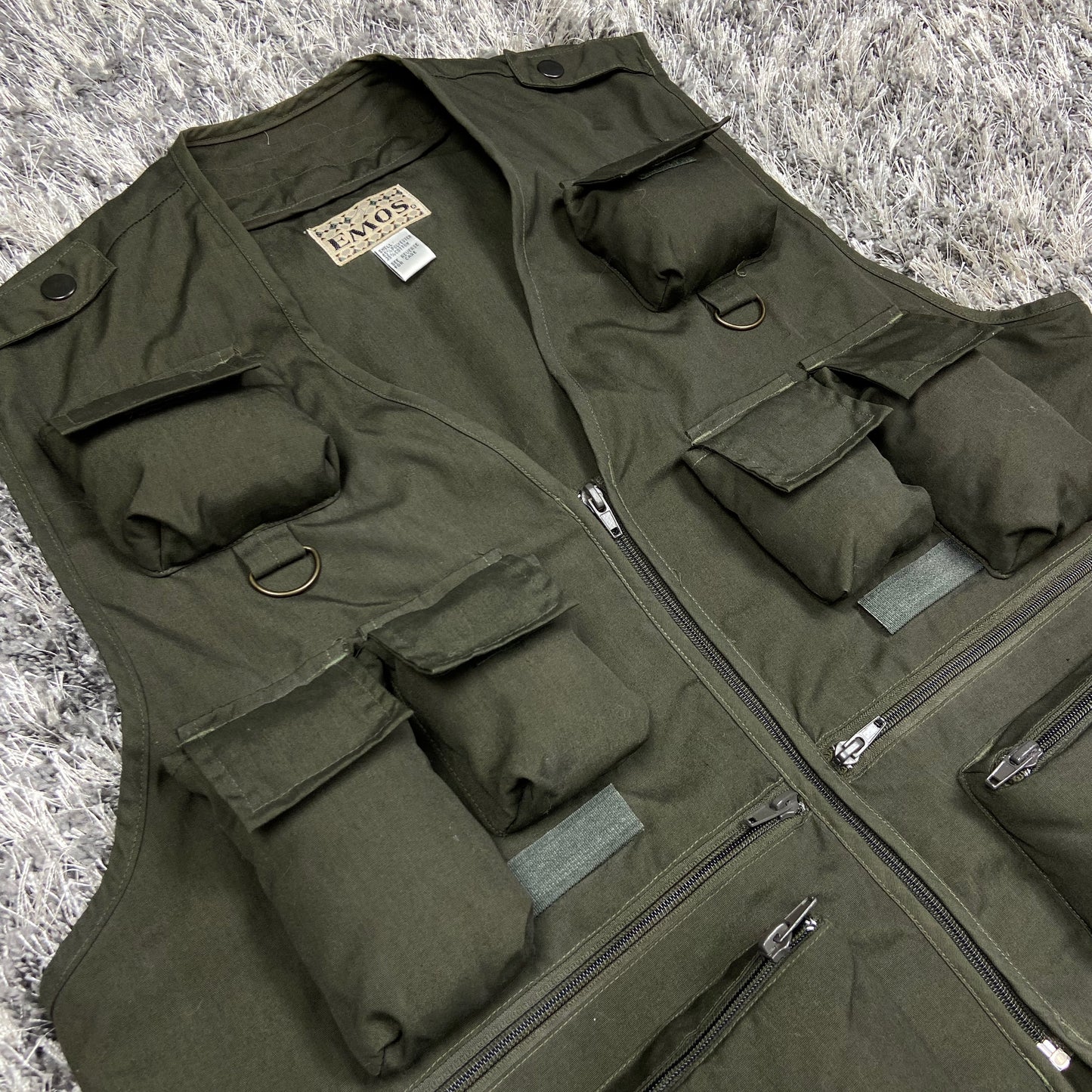 EMOS KHAKI MULTIPOCKET UTILITY BONDAGE CARGO VEST 1980s