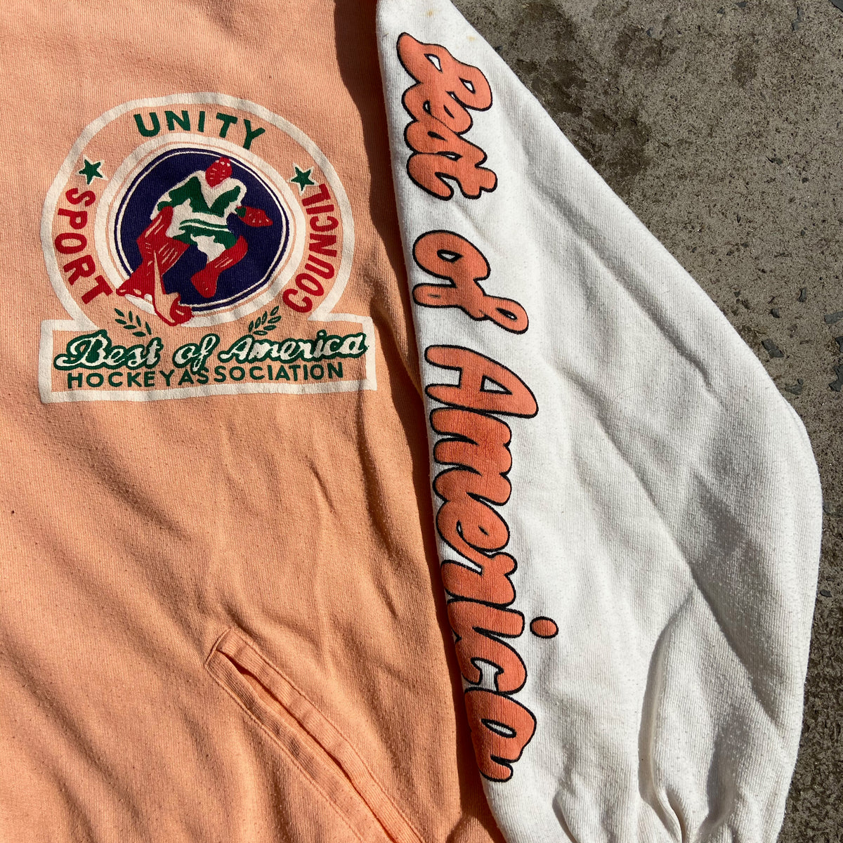 1980s CANADA UNITY VARSITY PEACH BOMBER JACKET