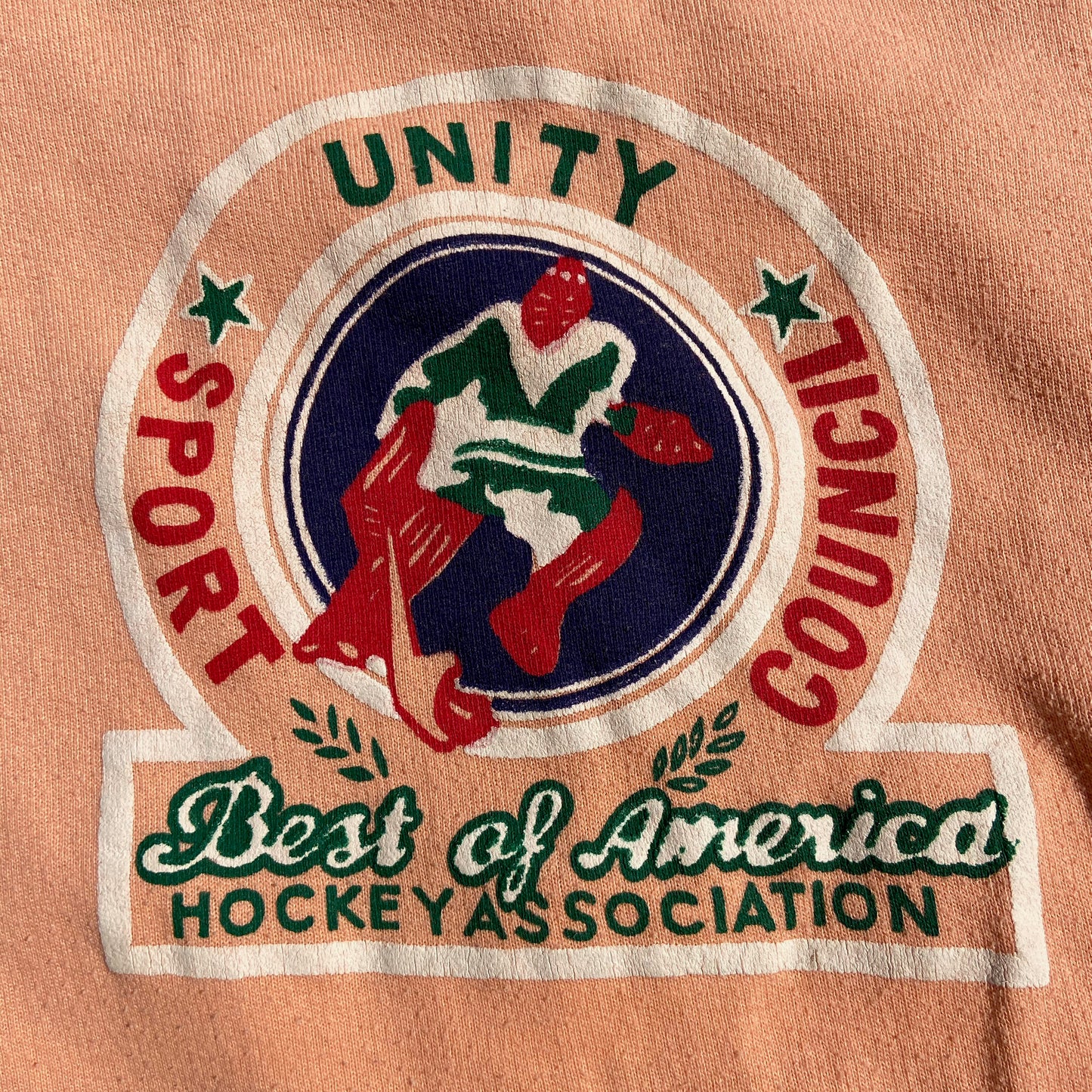 1980s CANADA UNITY VARSITY PEACH BOMBER JACKET