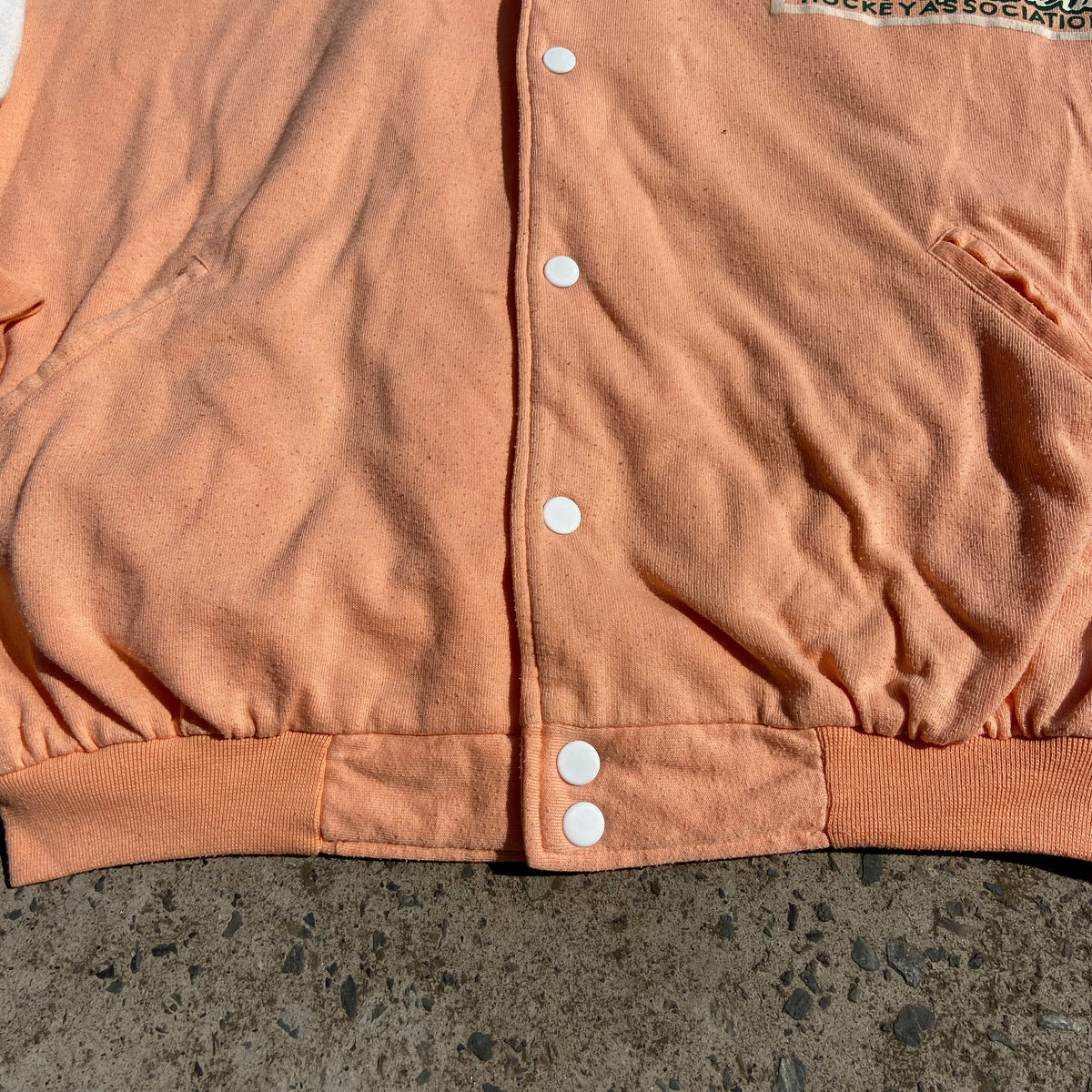 1980s CANADA UNITY VARSITY PEACH BOMBER JACKET