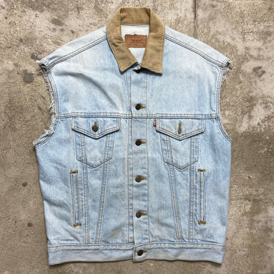 1980s LEVIS BABY BLUE FADED DENIM HEAVY VEST