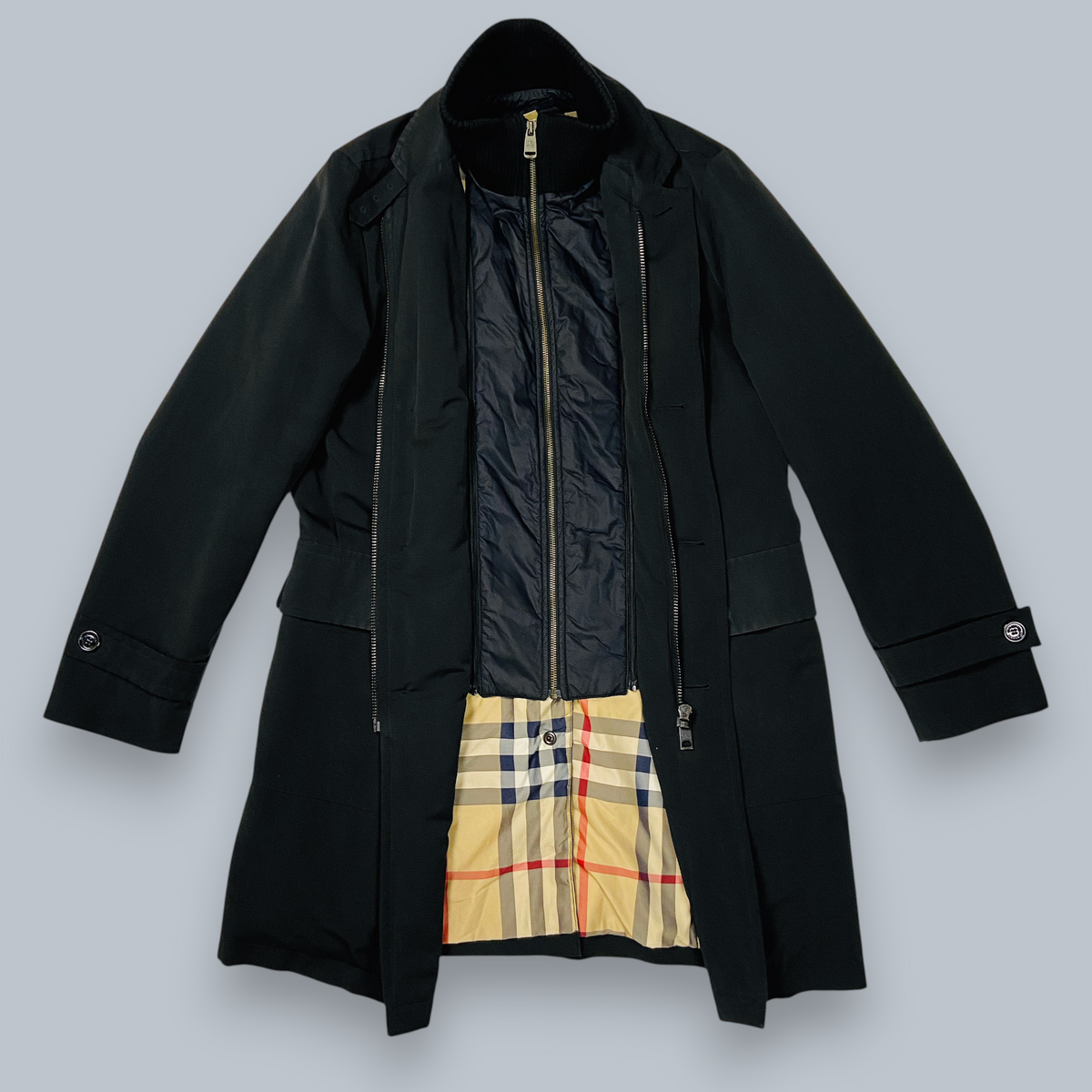 VINTAGE BURBERRY LONDON NOVA CHECK DETACHABLE WARMER CAR COAT 2009