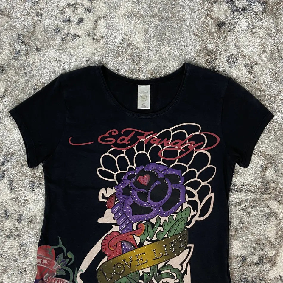 ED HARDY "LOVE LIFE!" TOP TEE 2000s